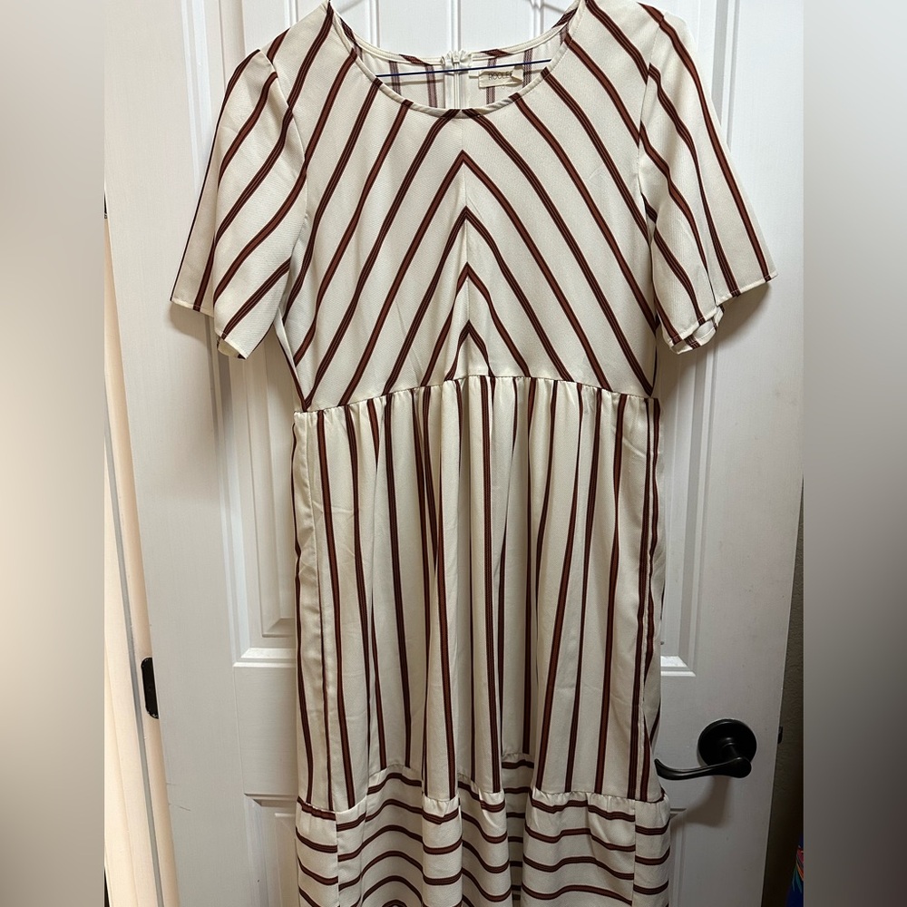 Roolee striped, short sleeved dress, size L